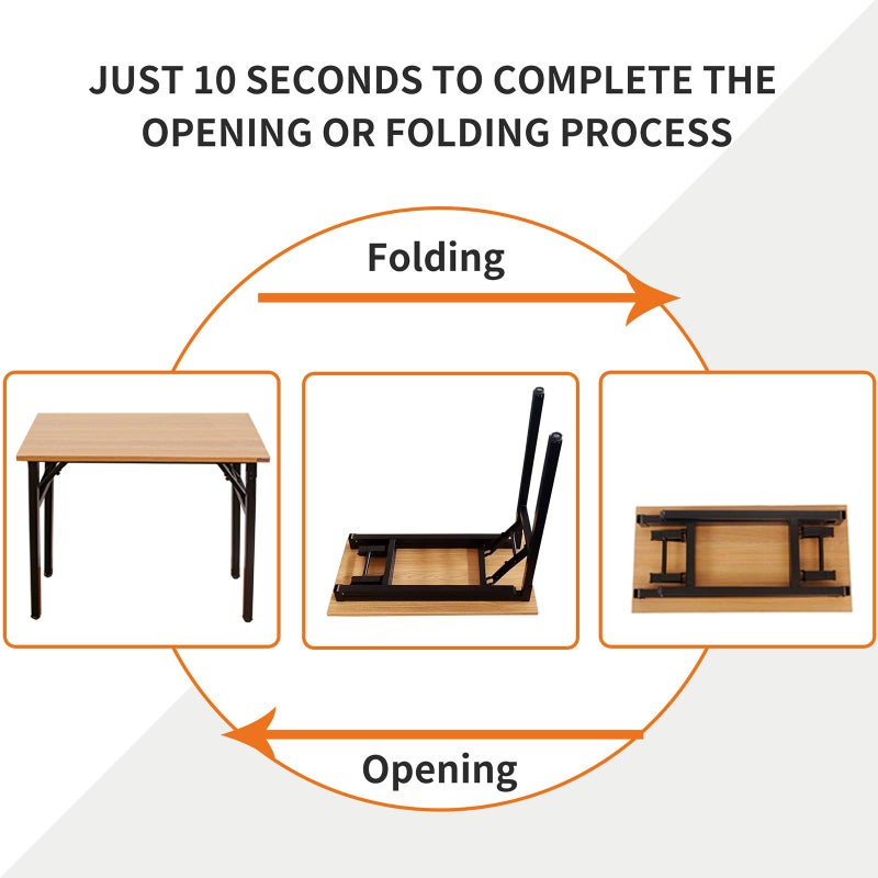 Need Folding Desk Small Desk 31 1/2" No Assembly Foldable Computer Desk for Small Space/Home Office/Dormitory,Teak&Black Frame - Image 3